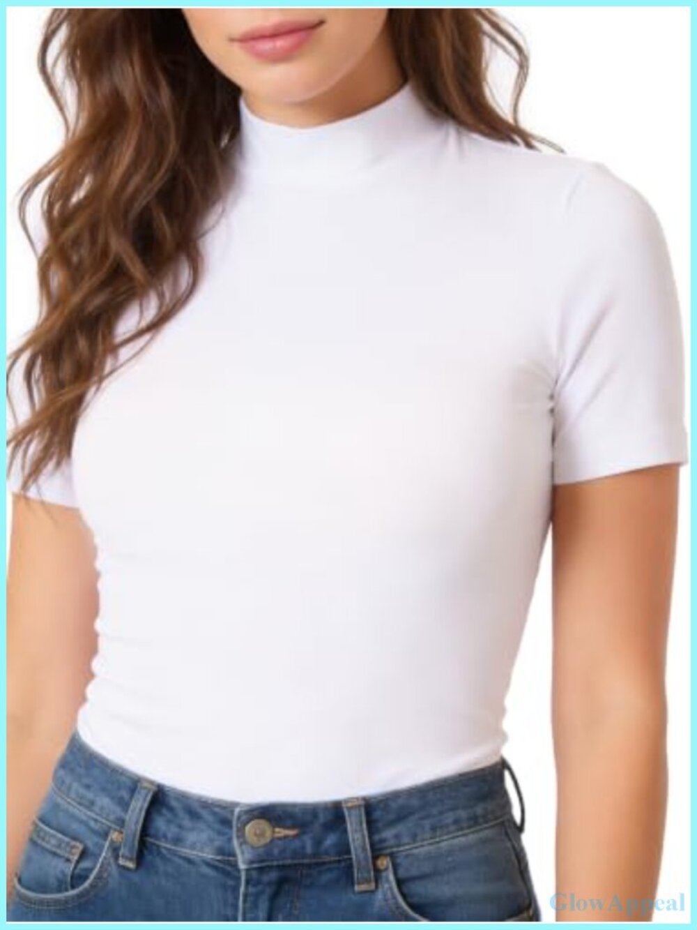 Mock Neck Short Sleeve Top Slim Fit Stretch Baselayer Casual Tee